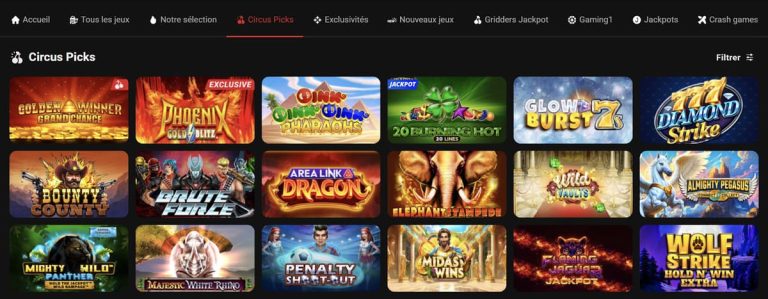 Circus Casino jeux
